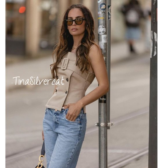 BLOGGER'S FAVE! Zara Belted Gabardine Bustier NWT - Picture 4 of 17